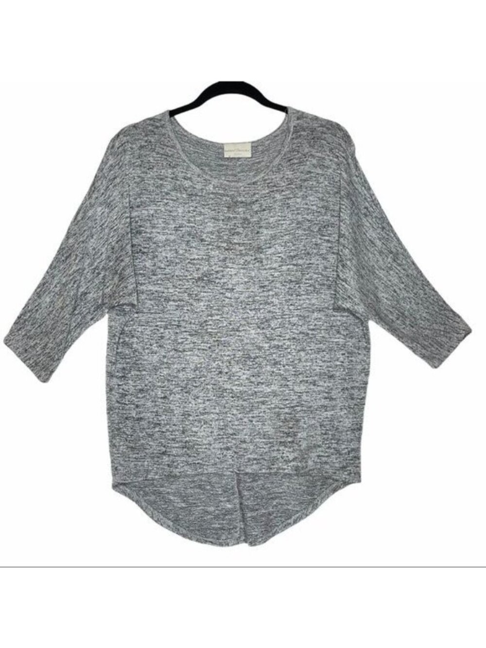 Bobbie Brooks Ladies Top Casual High Low Raglan Sleeve Heathered Gray Size M